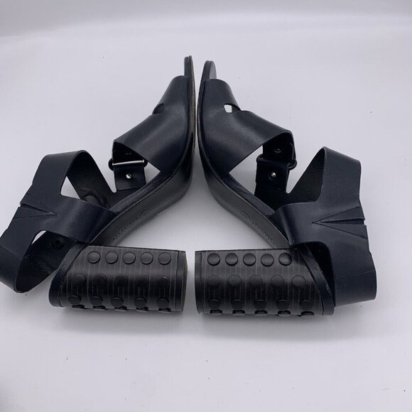 All Saints Leather East Heel Sandals Block Heel Shoes Strap Navy 41 Women’s 11 - Picture 10 of 15